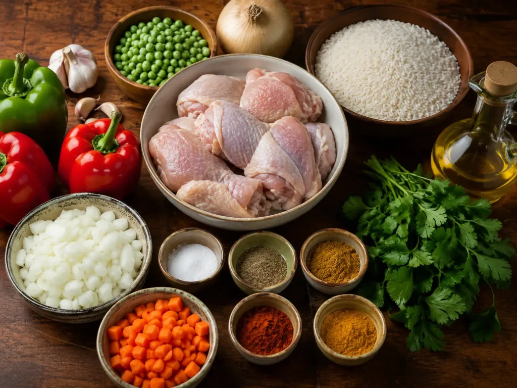 Ingredientes para cocinar arroz con pollo fácil
